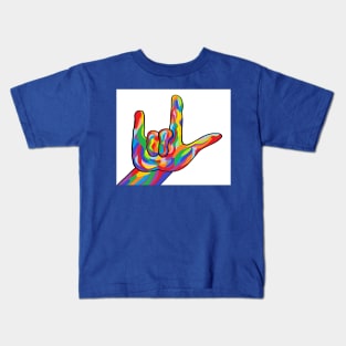 American Sign Language I Love You Bold Color Kids T-Shirt